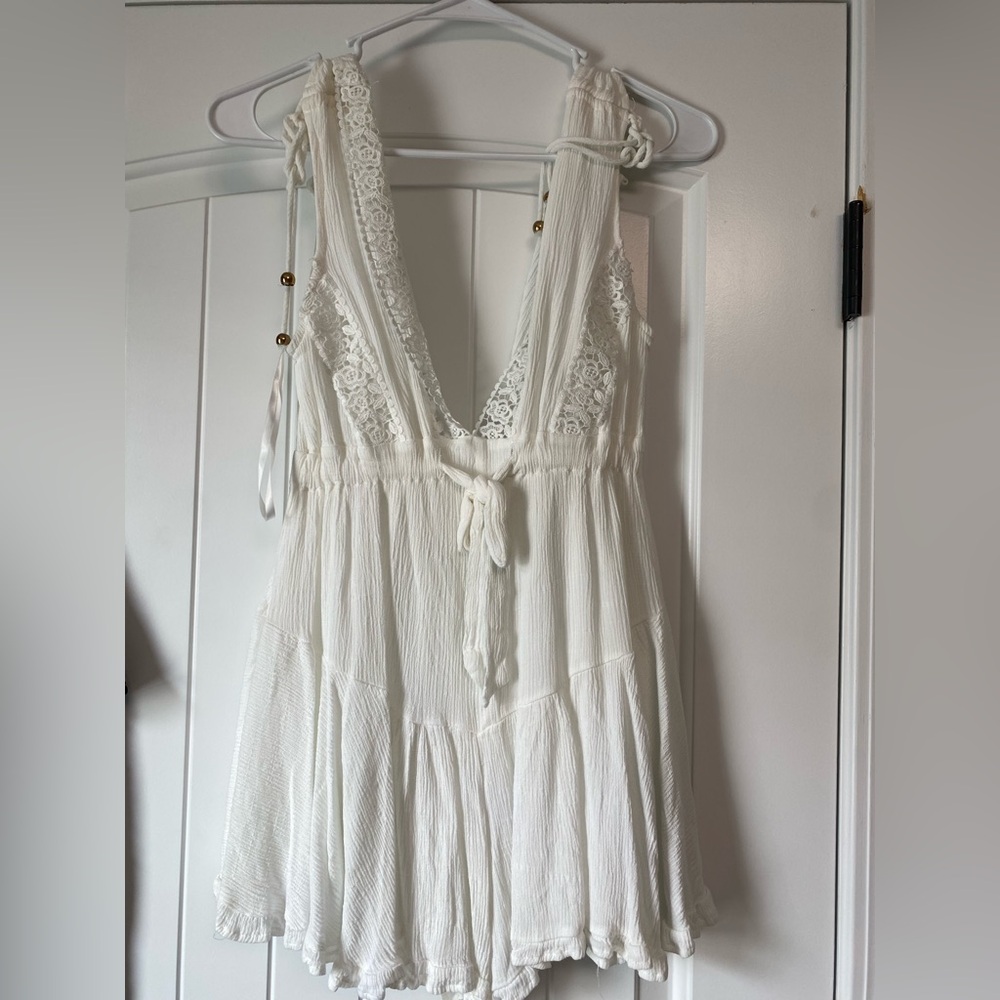 White boutique boho romper, size S